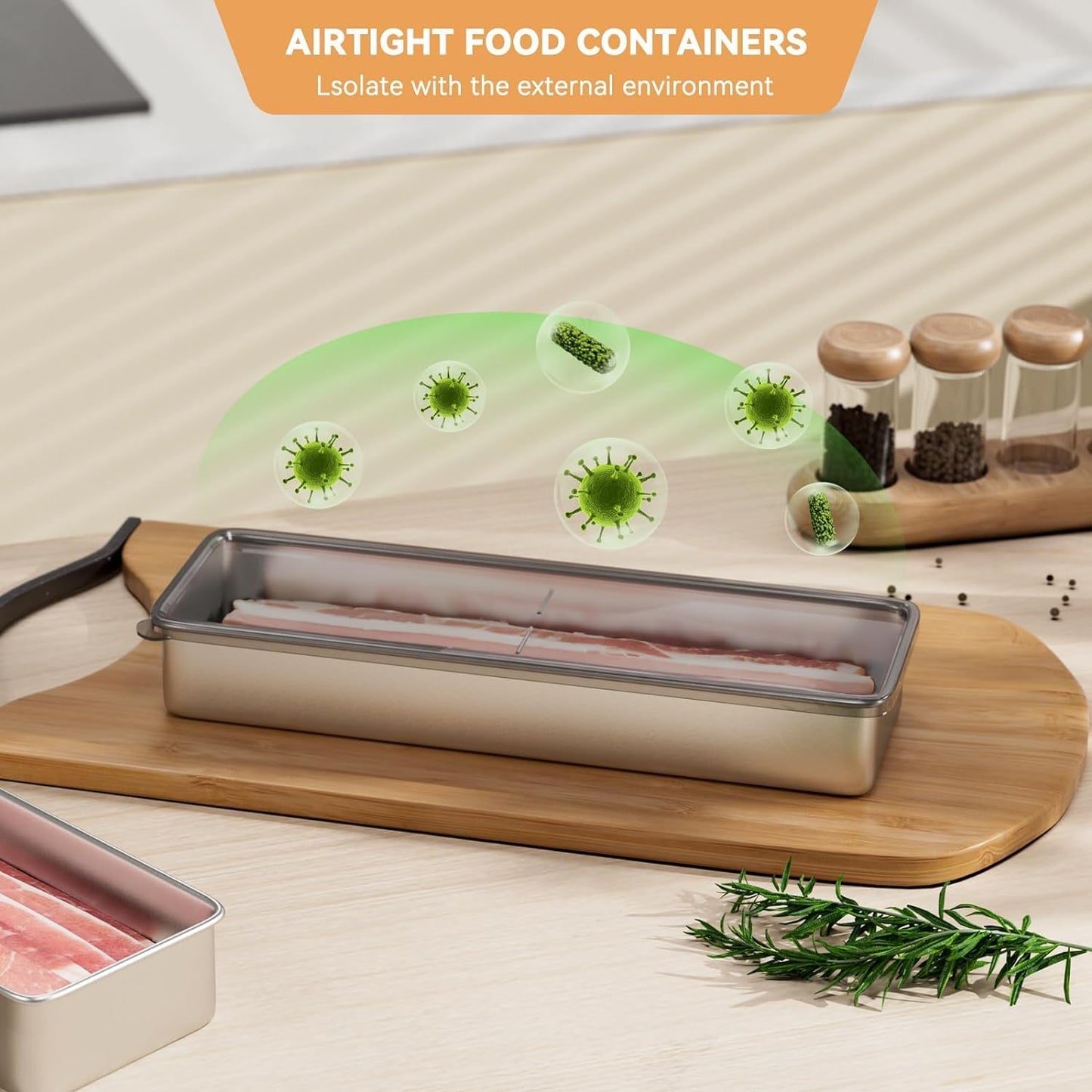 Rectangular Refrigerator Storage Container โ Food Preservation Box with Lid for Bacon & Meat