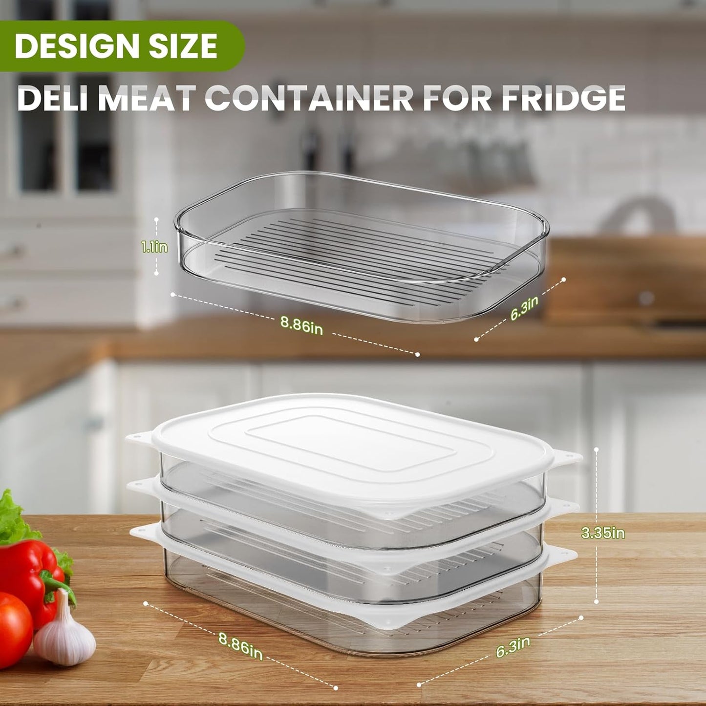 Refrigerator Deli Meat Storage Container โ 3-Layer Stackable Fresh-Keeping Organizer with Lid