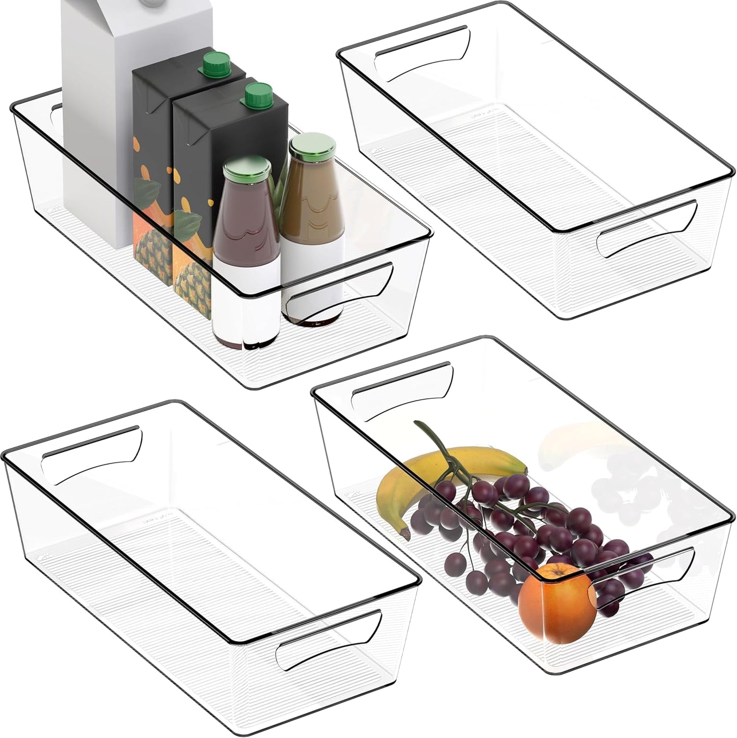 Clear Refrigerator Storage Bin with Handles β Rectangular Food Organizer for Fridge, Pantry, and Kitchen