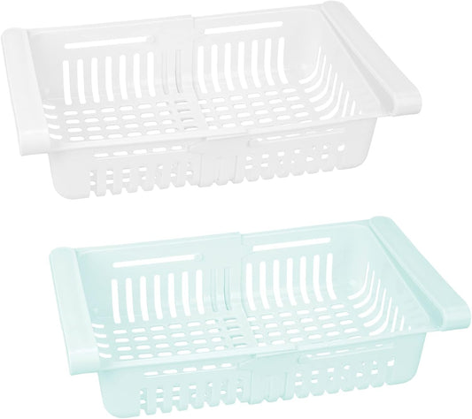 2-Pack Refrigerator Extendable Storage Box Drawer Type Organizer Baskets