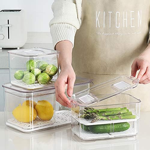 Clear Refrigerator Storage Bin with Divider – Food Storage Container for Fridge Organization