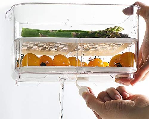 Clear Refrigerator Storage Bin with Divider – Food Storage Container for Fridge Organization
