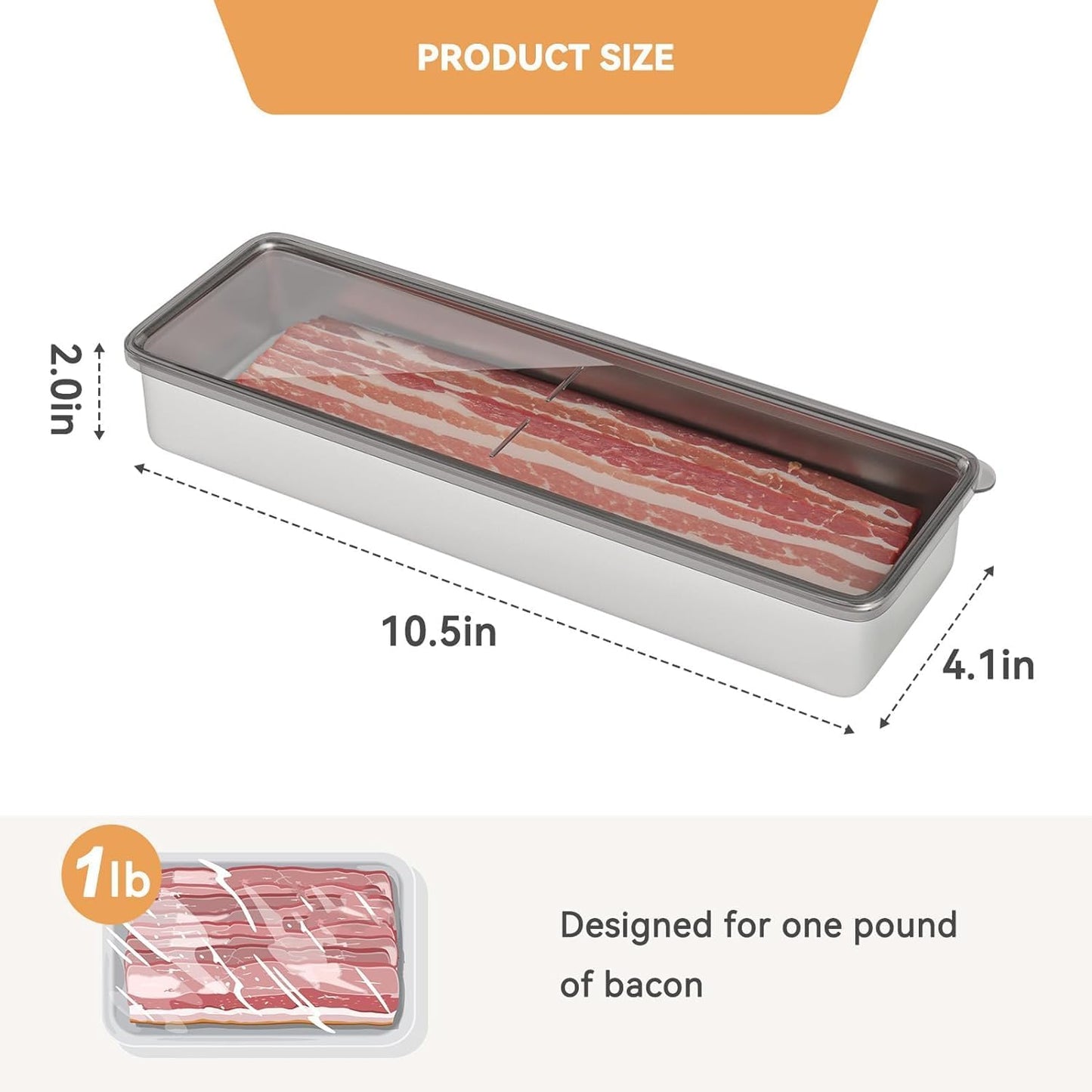 Rectangular Refrigerator Storage Container – Food Preservation Box with Lid for Bacon & Meat