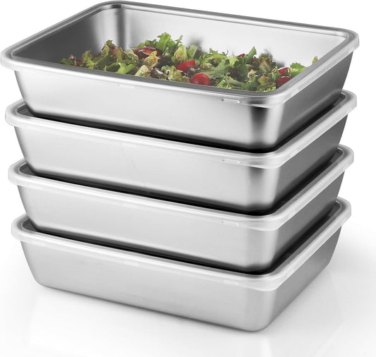 4-Pack Stainless Steel Refrigerator Storage Containers – Food Preservation & Kitchen Organizer