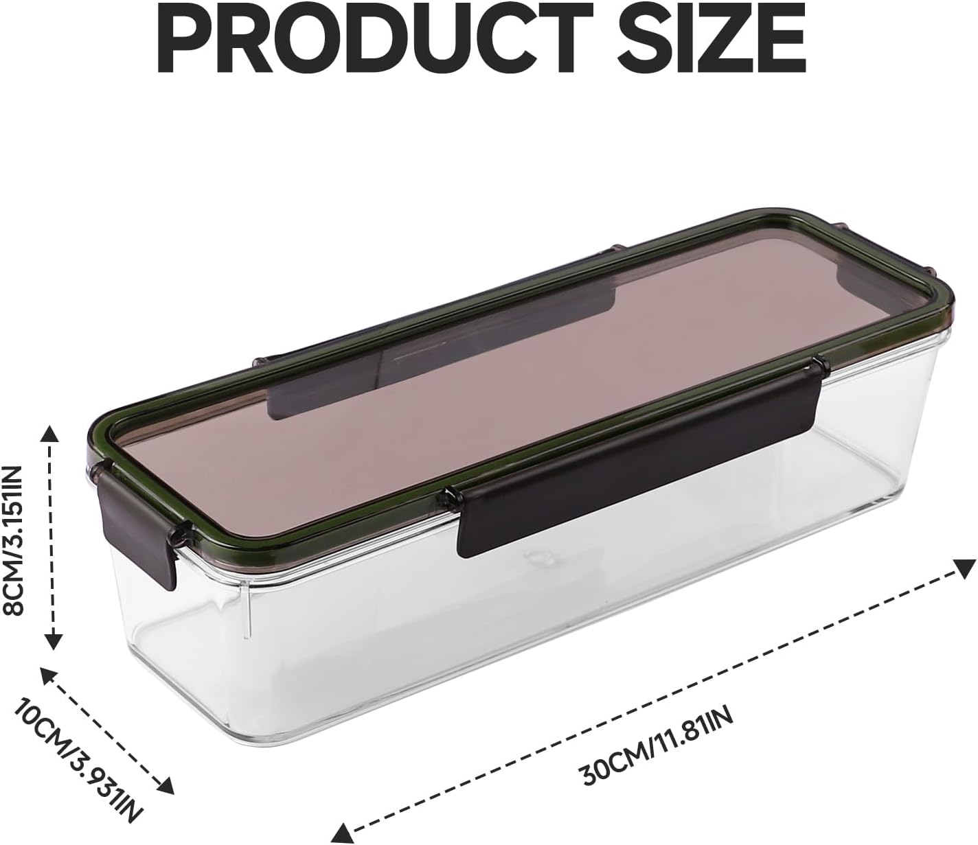 30×10×8cm Large Capacity Rectangular Refrigerator Storage Box with Lid – Food Organizer Container for Fridge 30×10×8cm