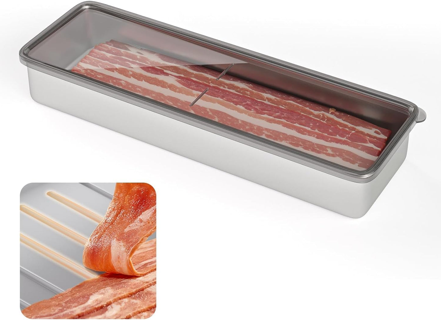 Rectangular Refrigerator Storage Container – Food Preservation Box with Lid for Bacon & Meat