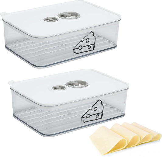 2-Pack Cheese Storage Container 1250ml Food-Grade Airtight Refrigerator Organizer