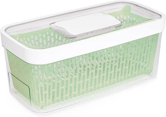 Large Rectangular Refrigerator Storage Container with Removable Strainer Basket – Fresh-Keeping Organizer for Fruits & Vegetables