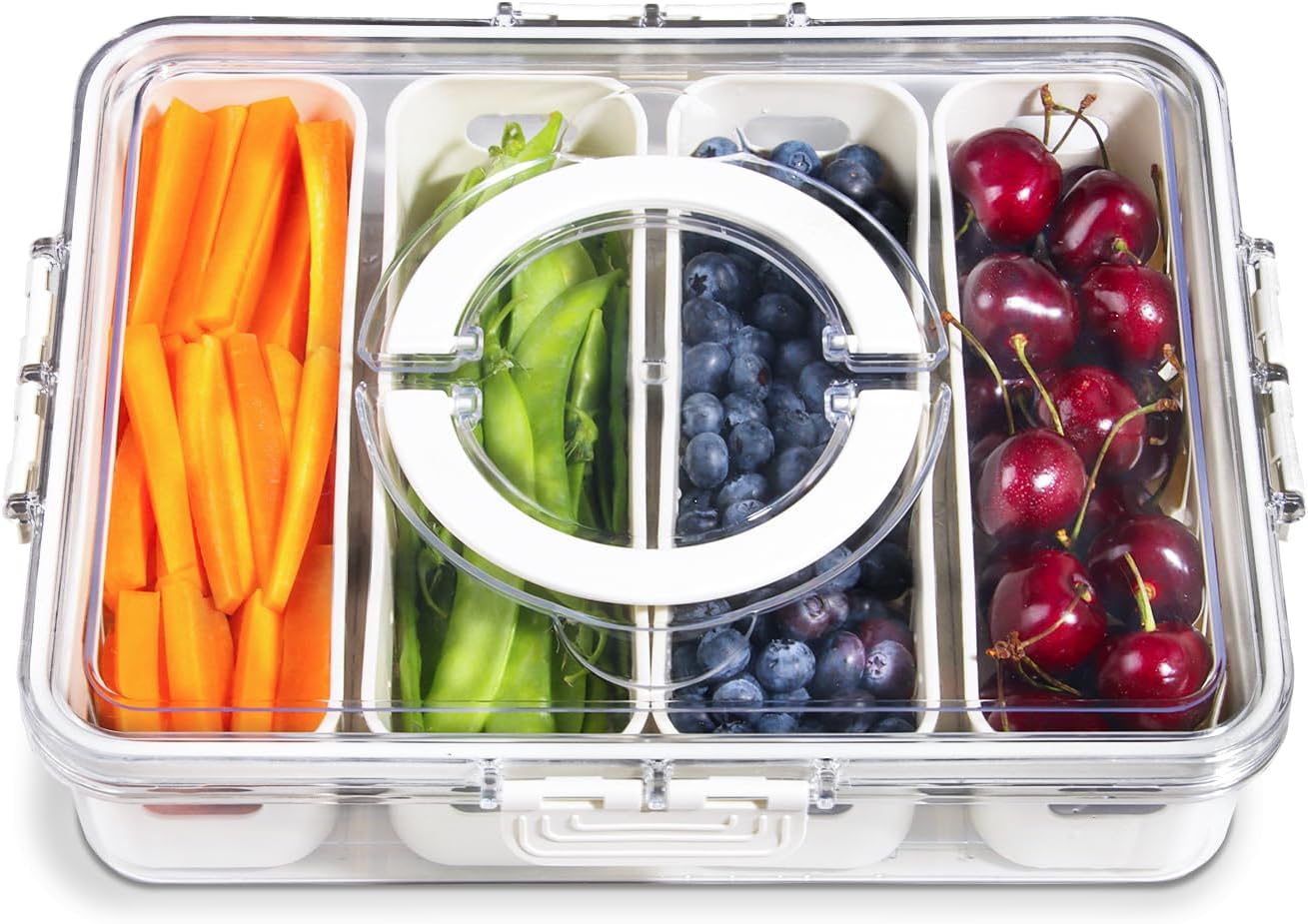 Large Capacity Refrigerator Storage Box with Dividers – Clear Food Organizer for Fresh Fruits, Vegetables, Snacks & Pantry Use