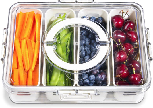 Large Capacity Refrigerator Storage Box with Dividers – Clear Food Organizer for Fresh Fruits, Vegetables, Snacks & Pantry Use