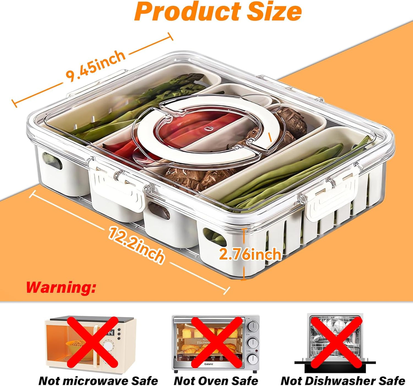 Large Capacity Refrigerator Storage Box with Dividers – Clear Food Organizer for Fresh Fruits, Vegetables, Snacks & Pantry Use