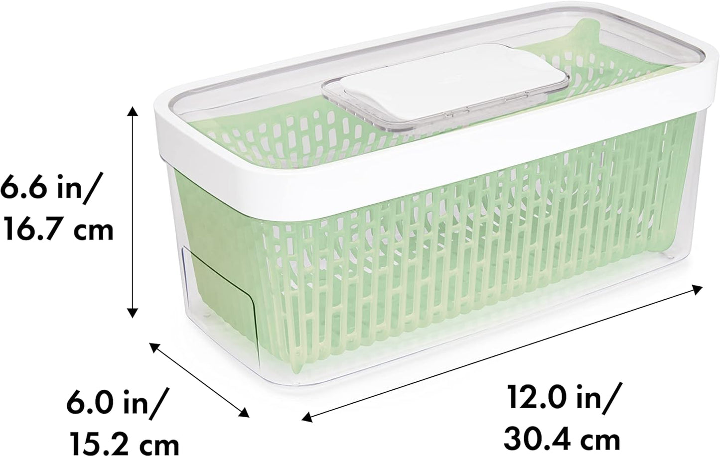 Large Rectangular Refrigerator Storage Container with Removable Strainer Basket – Fresh-Keeping Organizer for Fruits & Vegetables