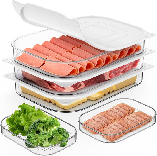 Refrigerator Deli Meat Storage Container – 3-Layer Stackable Fresh-Keeping Organizer with Lid