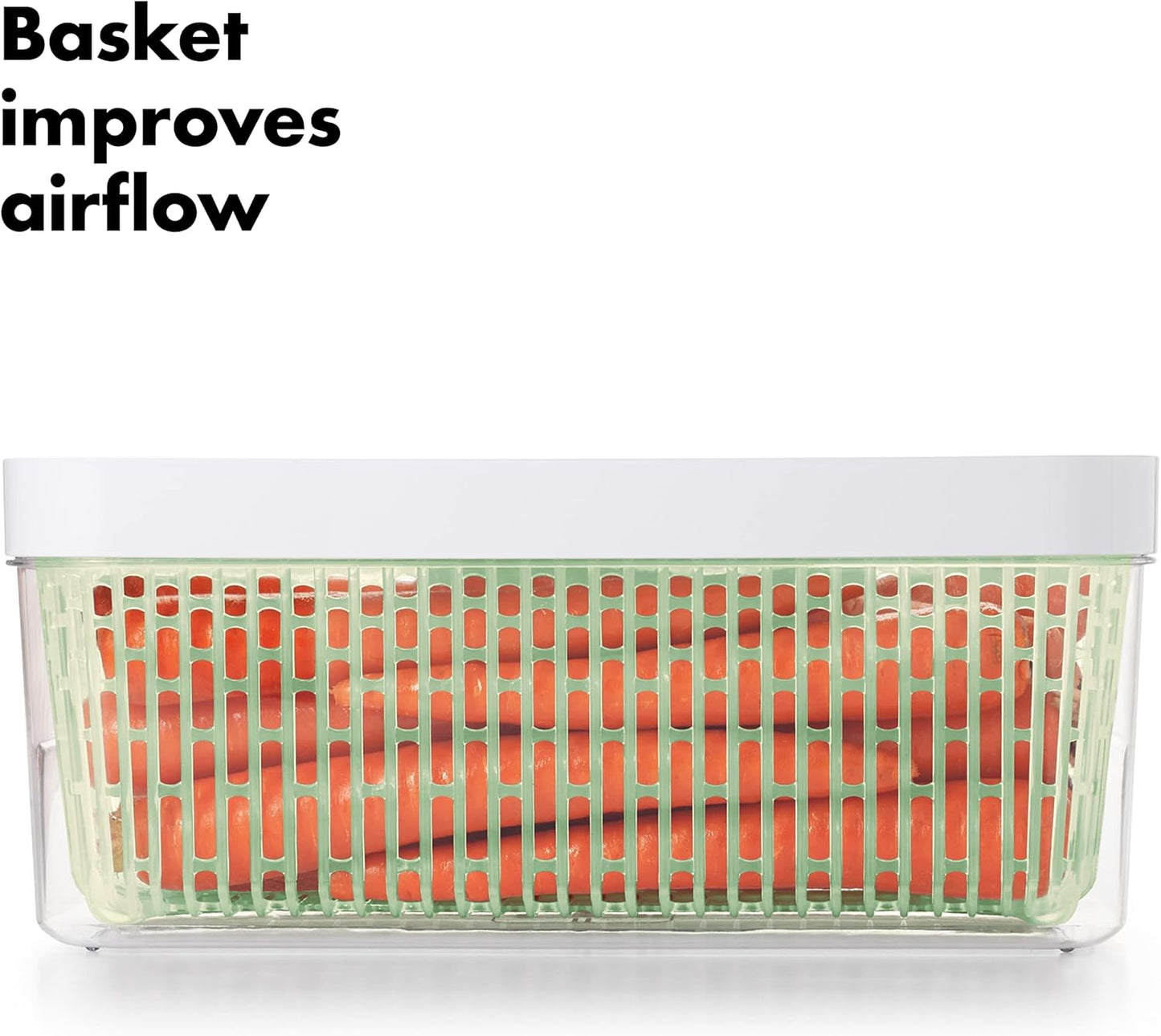 Large Rectangular Refrigerator Storage Container with Removable Strainer Basket – Fresh-Keeping Organizer for Fruits & Vegetables