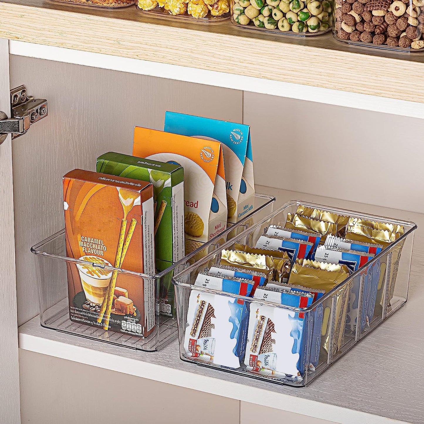 Refrigerator Divider Storage Box Set of 4 – Large Capacity Clear Food Organizer with Removable Dividers