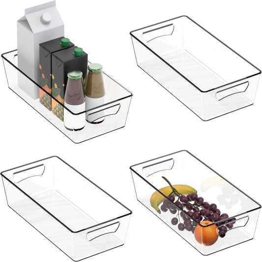 Clear Refrigerator Storage Bin with Handles – Rectangular Food Organizer for Fridge, Pantry, and Kitchen