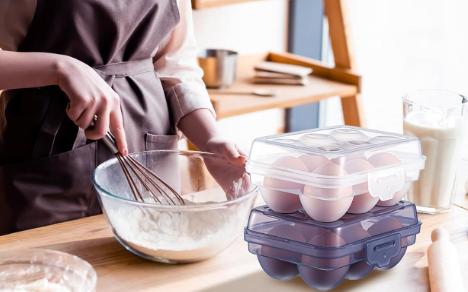 6 Pack Refrigerator Egg Storage Box with Lid – Portable 6-Grid Egg Holder Container, Food-Grade Plastic Egg Tray
